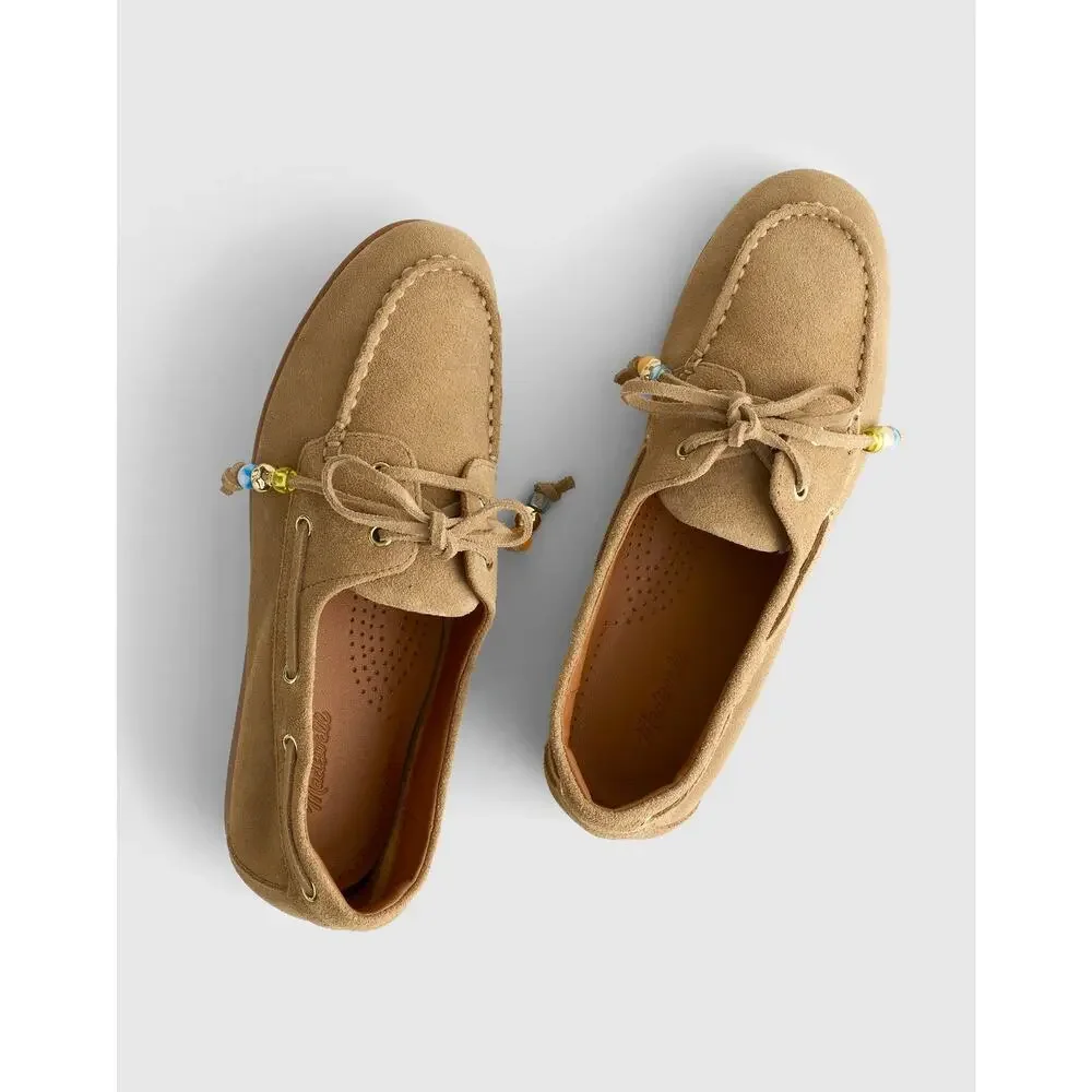 Madewell The Jamie Boat Shoes Comfort Leather Walnut Shell Size 7.5 NWOB